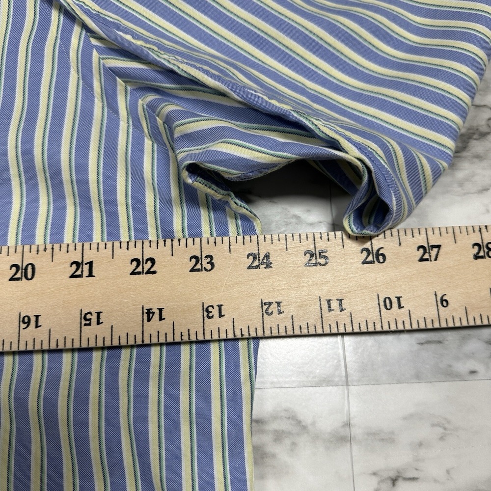 Ralph Lauren Dress Shirt Mens Size 16 1/2 32-33 Blue Yellow Striped Long Sleeve - Picture 8 of 9